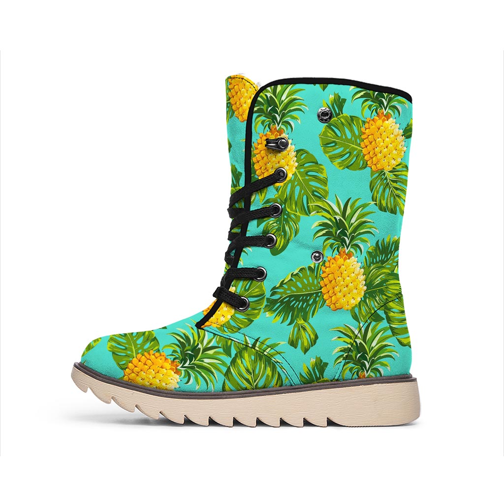 Palm Leaf Pineapple Pattern Print Winter Boots