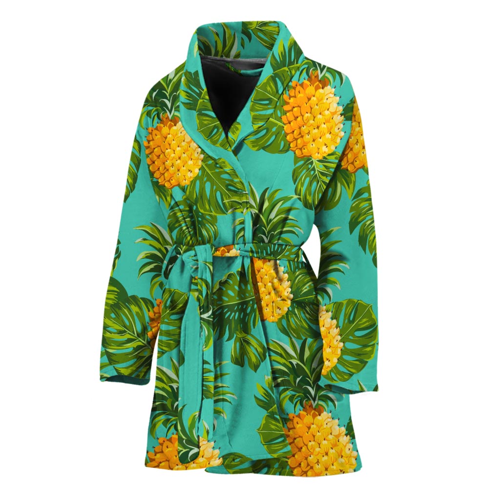 Palm Leaf Pineapple Pattern Print Women's Bathrobe