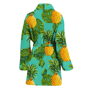 Palm Leaf Pineapple Pattern Print Women's Bathrobe