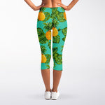 Palm Leaf Pineapple Pattern Print Women's Capri Leggings