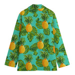 Palm Leaf Pineapple Pattern Print Women's Cotton Blazer