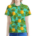 Palm Leaf Pineapple Pattern Print Women's Polo Shirt