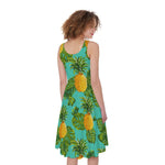 Palm Leaf Pineapple Pattern Print Women's Sleeveless Dress