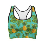 Palm Leaf Pineapple Pattern Print Women's Sports Bra