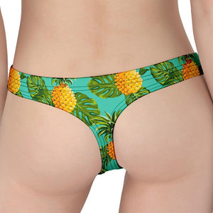 Palm Leaf Pineapple Pattern Print Women's Thong