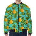 Palm Leaf Pineapple Pattern Print Zip Sleeve Bomber Jacket