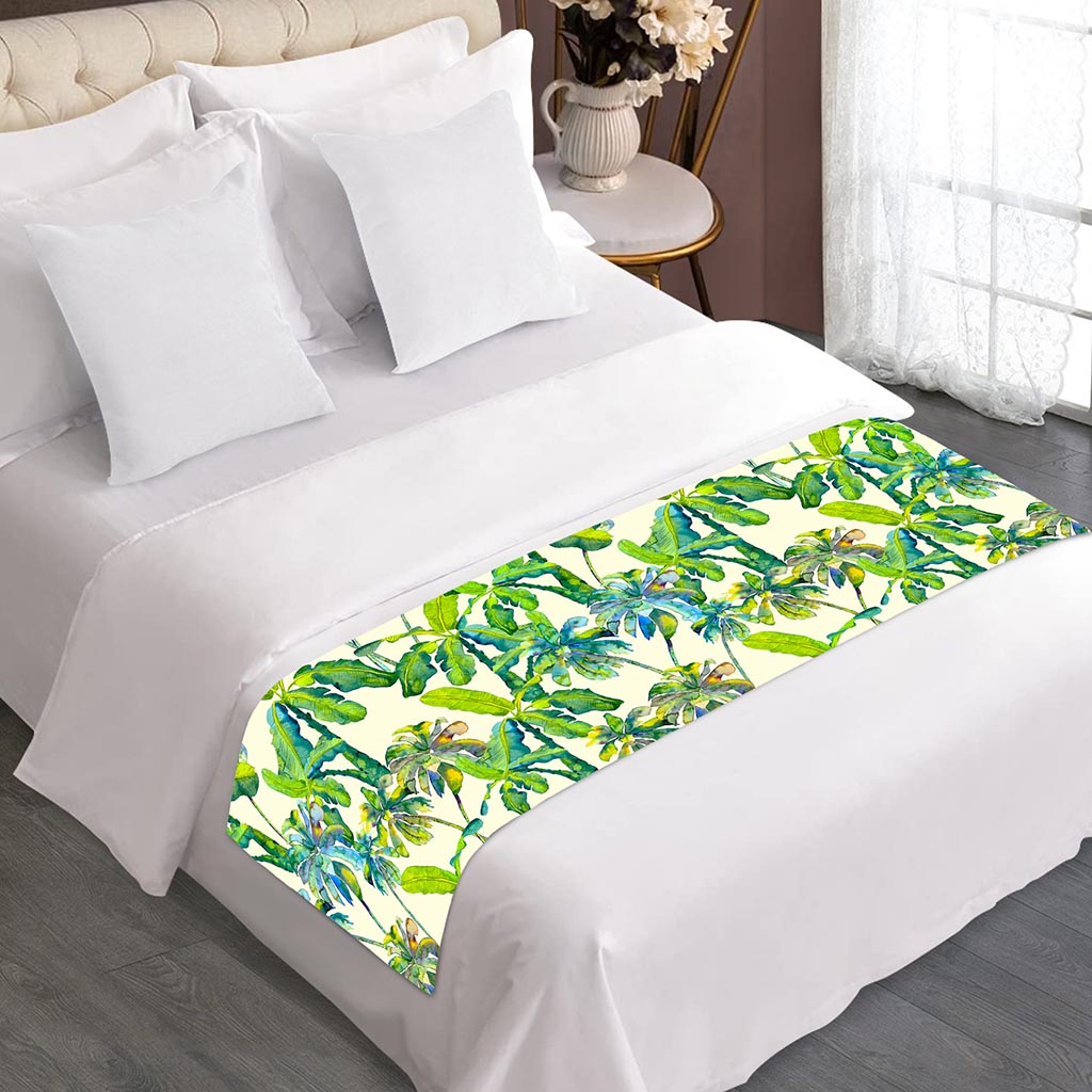 Palm Tree Banana Pattern Print Bed Runner