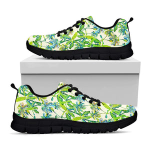 Palm Tree Banana Pattern Print Black Running Shoes