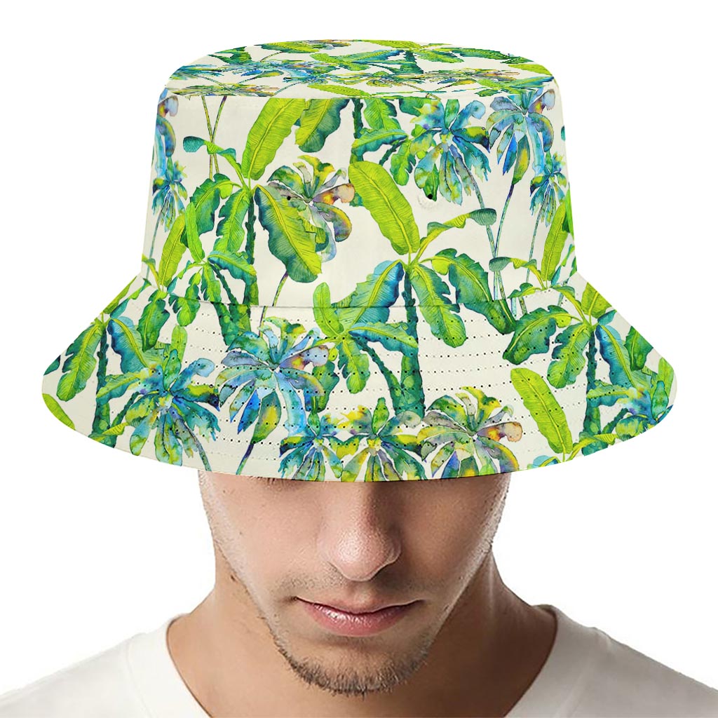 Palm Tree Banana Pattern Print Bucket Hat