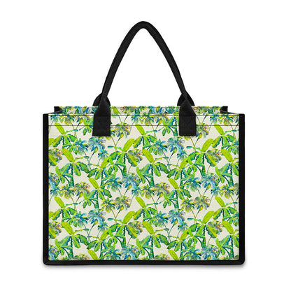 Palm Tree Banana Pattern Print Canvas Tote Bag