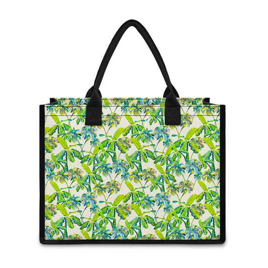 Palm Tree Banana Pattern Print Canvas Tote Bag