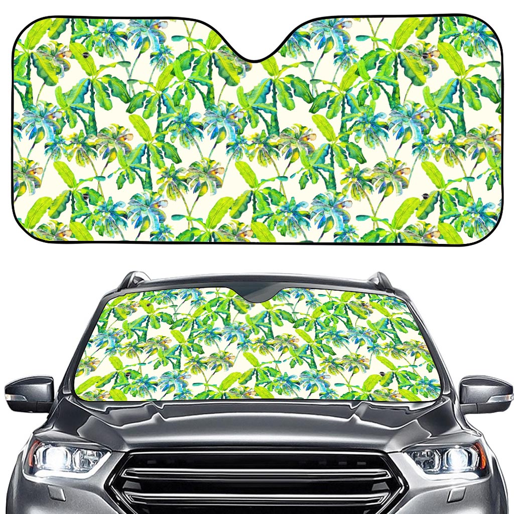Palm Tree Banana Pattern Print Car Windshield Sun Shade