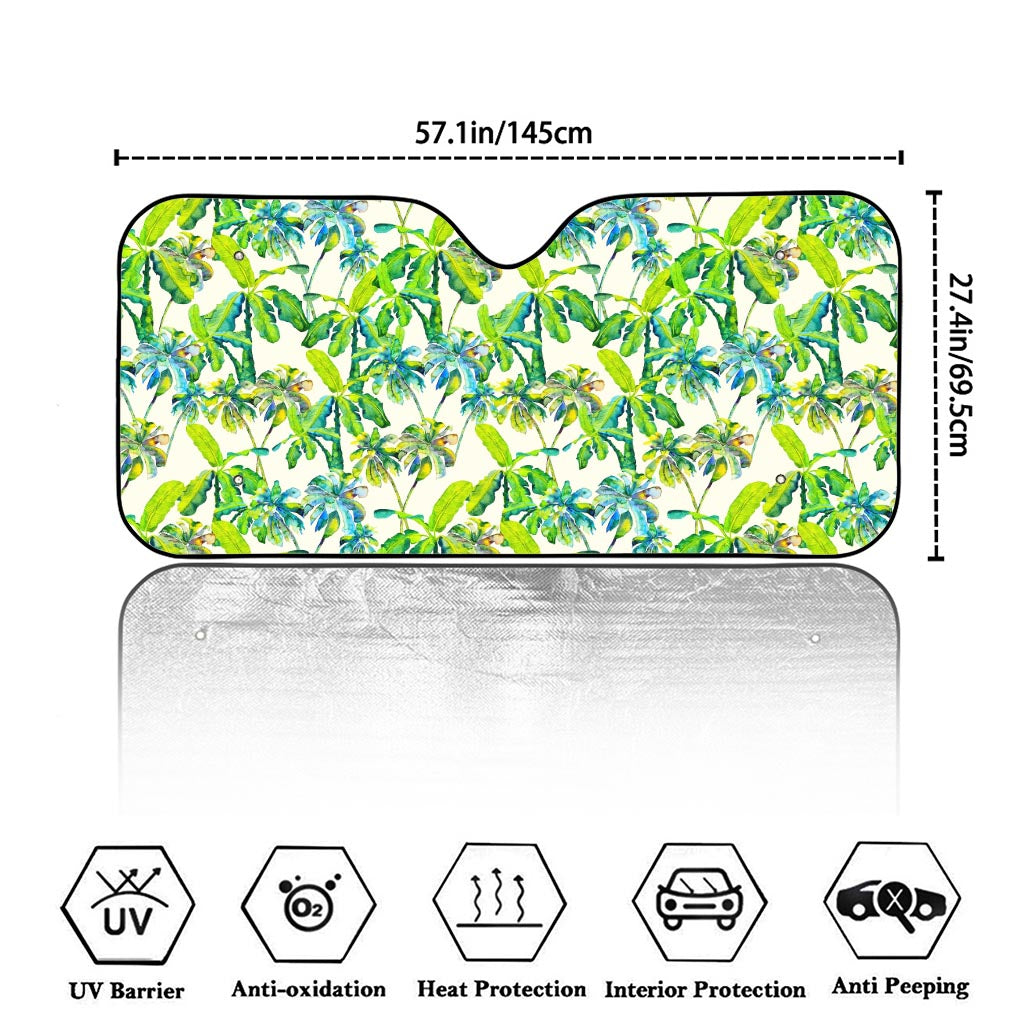 Palm Tree Banana Pattern Print Car Windshield Sun Shade