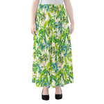 Palm Tree Banana Pattern Print Chiffon Maxi Skirt