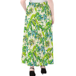 Palm Tree Banana Pattern Print Chiffon Maxi Skirt