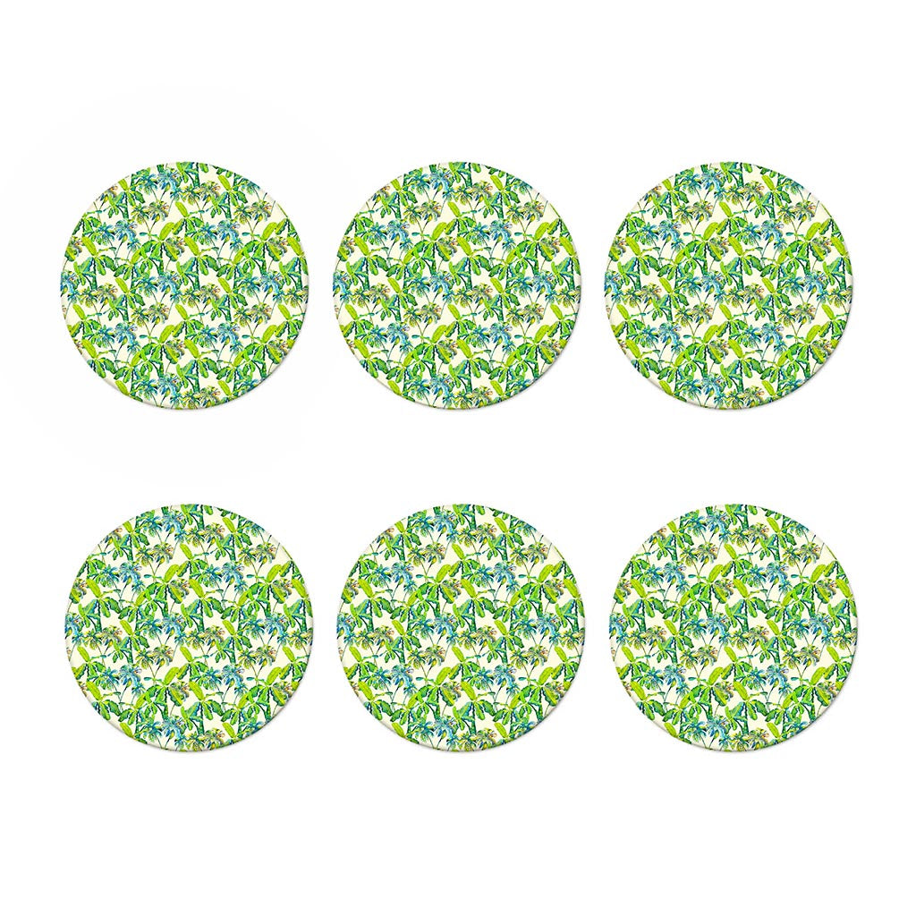 Palm Tree Banana Pattern Print Coaster Set