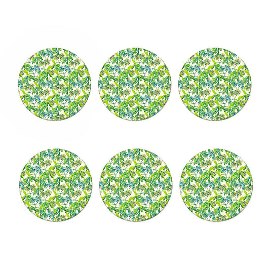 Palm Tree Banana Pattern Print Coaster Set