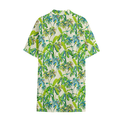Palm Tree Banana Pattern Print Cotton Hawaiian Shirt