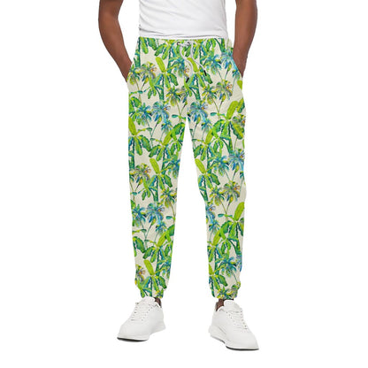 Palm Tree Banana Pattern Print Cotton Pants