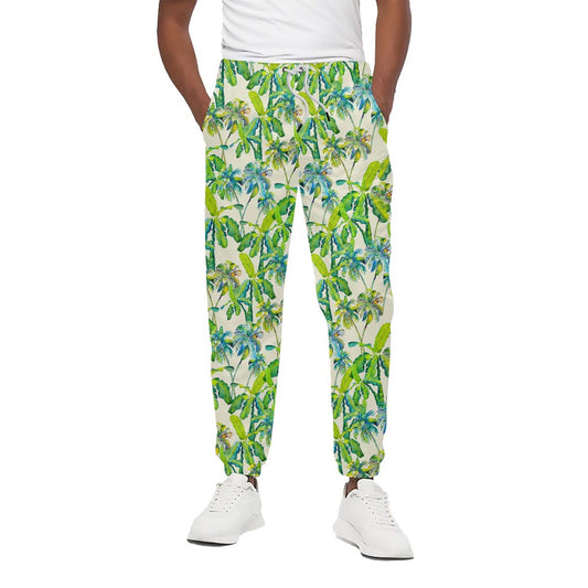 Palm Tree Banana Pattern Print Cotton Pants