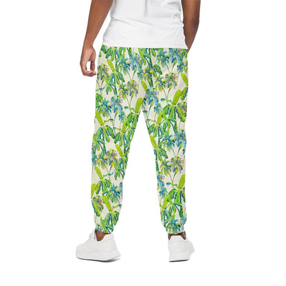 Palm Tree Banana Pattern Print Cotton Pants