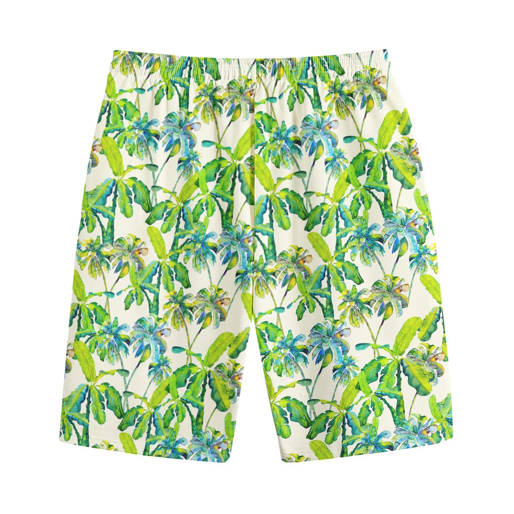 Palm Tree Banana Pattern Print Cotton Shorts