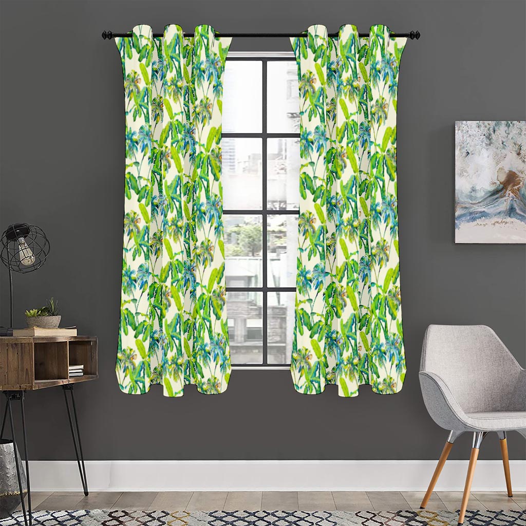 Palm Tree Banana Pattern Print Curtain