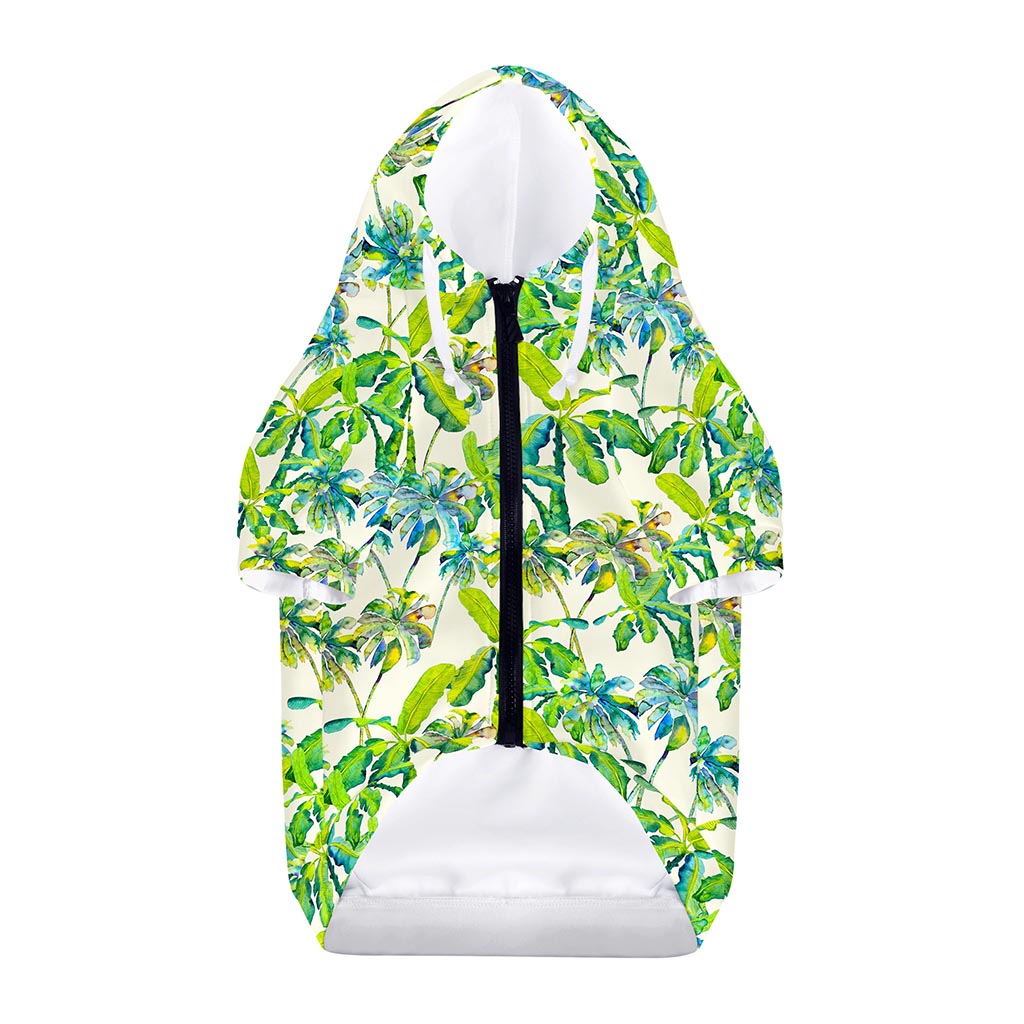Palm Tree Banana Pattern Print Dog Zip Up Hoodie