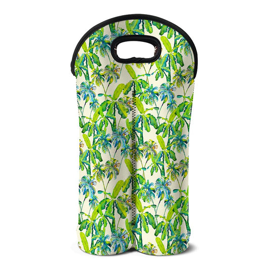 Palm Tree Banana Pattern Print Double Neoprene Wine Tote