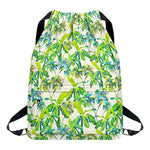 Palm Tree Banana Pattern Print Drawstring Backpack