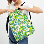 Palm Tree Banana Pattern Print Drawstring Backpack