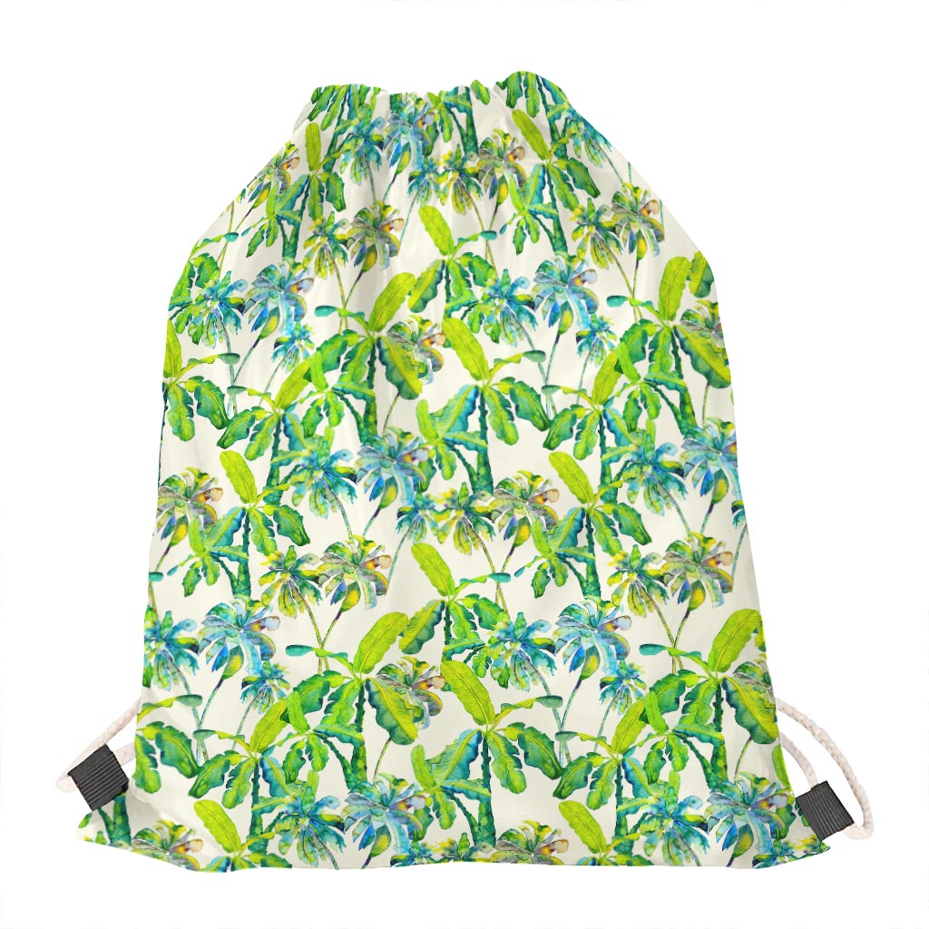 Palm Tree Banana Pattern Print Drawstring Bag