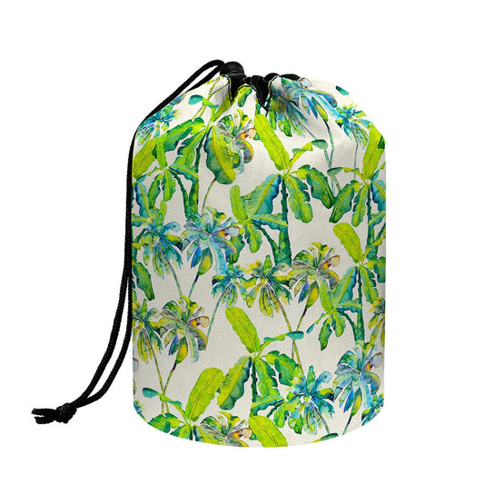 Palm Tree Banana Pattern Print Drawstring Makeup Bag