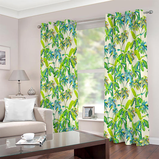 Palm Tree Banana Pattern Print Extra Wide Grommet Curtains