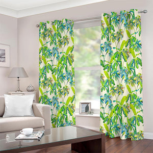 Palm Tree Banana Pattern Print Extra Wide Grommet Curtains