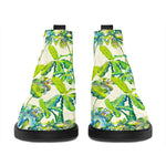 Palm Tree Banana Pattern Print Flat Ankle Boots