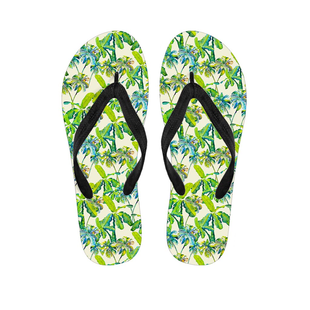 Palm Tree Banana Pattern Print Flip Flops