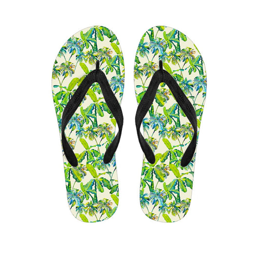 Palm Tree Banana Pattern Print Flip Flops