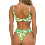 Palm Tree Banana Pattern Print Front Bow Tie Bikini