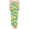 Palm Tree Banana Pattern Print High Slit Maxi Skirt
