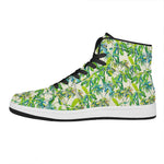 Palm Tree Banana Pattern Print High Top Leather Sneakers