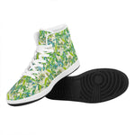 Palm Tree Banana Pattern Print High Top Leather Sneakers