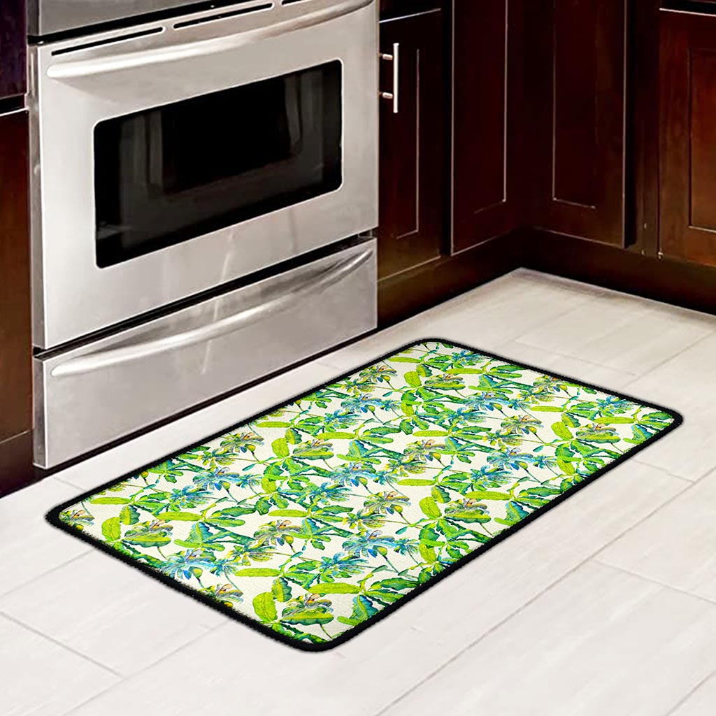 Palm Tree Banana Pattern Print Kitchen Mat
