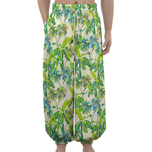 Palm Tree Banana Pattern Print Lantern Pants