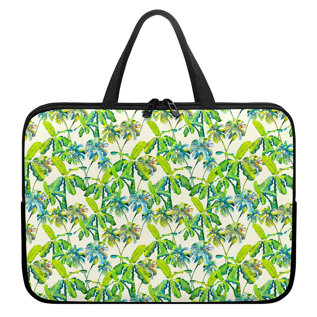 Palm Tree Banana Pattern Print Laptop Sleeve With Handle