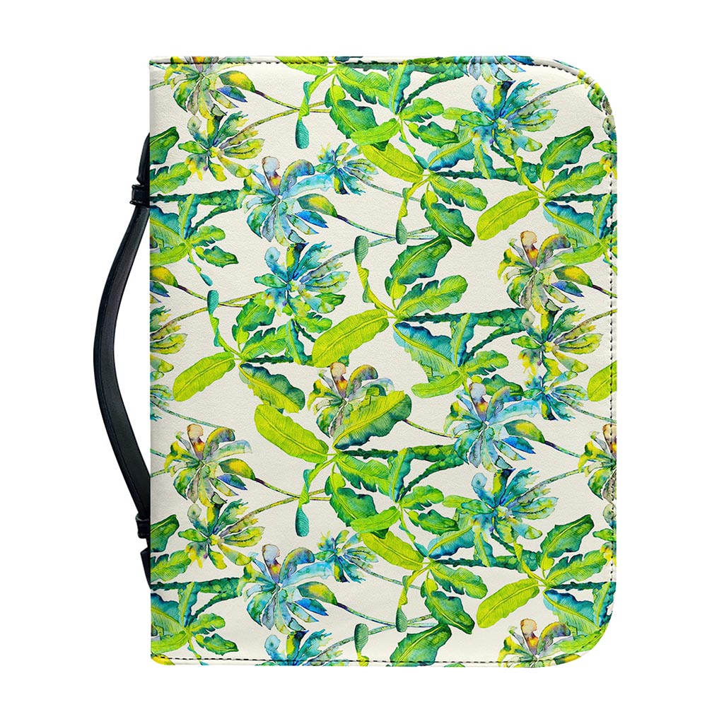 Palm Tree Banana Pattern Print Leather Bible Cover