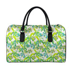 Palm Tree Banana Pattern Print Leather Duffle Bag