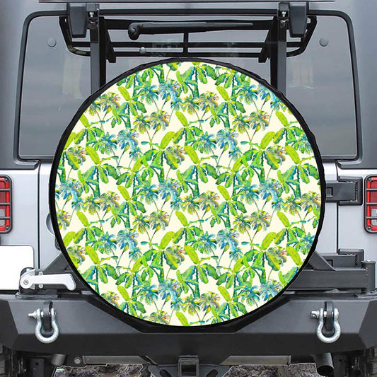 Palm Tree Banana Pattern Print Leather Spare Tire Cover