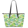 Palm Tree Banana Pattern Print Leather Tote Bag