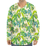 Palm Tree Banana Pattern Print Long Sleeve Baseball Jersey
